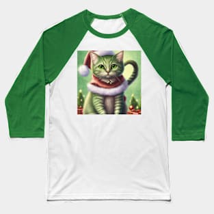 Cute Meowy Christmas cat Baseball T-Shirt